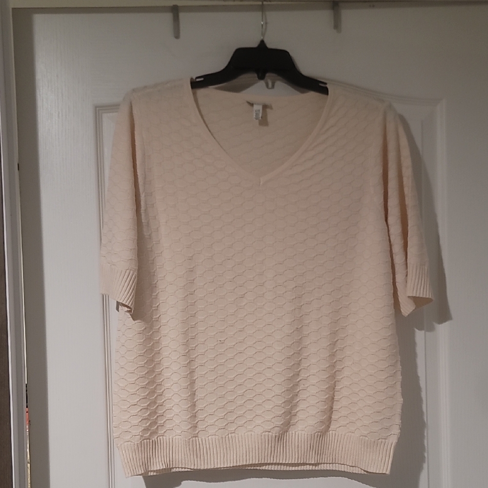 ella moss Womans Plus Short Sleeve V-Neck Sweater Size XXL